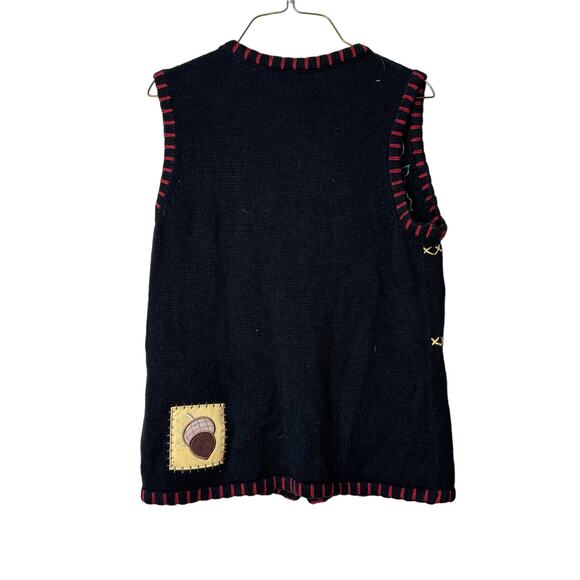 Holiday Editions VINTAGE Fall embroidered applique bedazzle sweater vest SMALL - Picture 4 of 6